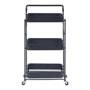Carrello di Servizio Vörå con 3 Contenitori Telaio Pieghevole - Nero [en.casa]