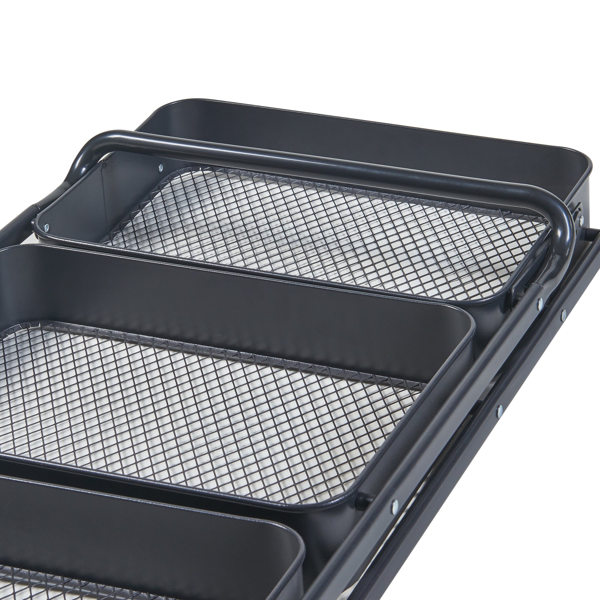 Carrello di Servizio Vörå con 3 Contenitori Telaio Pieghevole - Nero [en.casa]