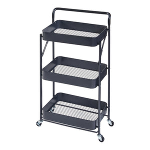 Carrello di Servizio Vörå con 3 Contenitori Telaio Pieghevole - Nero [en.casa]