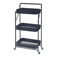 Carrello di Servizio Vörå con 3 Contenitori Telaio Pieghevole - Nero [en.casa]