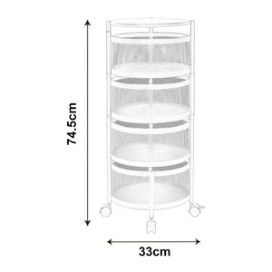 Carrello da Stoccaggio Steigen con 4 Cestelli Girevoli in Acciaio Nero [en.casa]