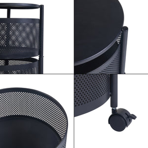 Carrello da Stoccaggio Steigen con 4 Cestelli Girevoli in Acciaio Nero [en.casa]