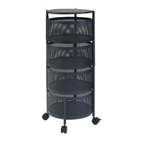 Carrello da Stoccaggio Steigen con 4 Cestelli Girevoli in Acciaio Nero [en.casa]