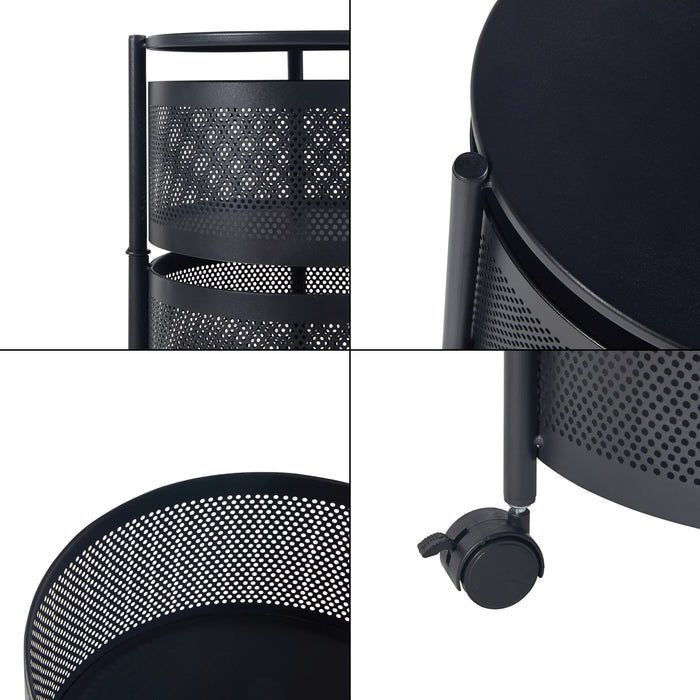 Carrello da Stoccaggio Steigen con 5 Cestelli Girevoli in Acciaio Nero [en.casa]