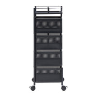 Carrello da Stoccaggio Sunndal in Acciaio con 4 Cestelli Girevoli - Nero [en.casa]