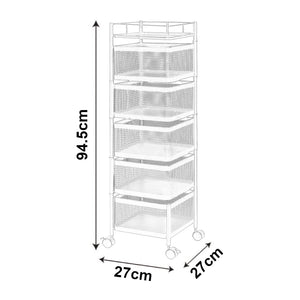 Carrello da Stoccaggio Sunndal in Acciaio con 5 Cestelli Girevoli - Nero [en.casa]
