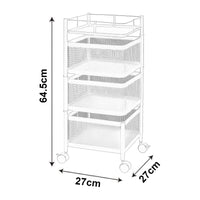 Carrello da Stoccaggio Sunndal in Acciaio con 3 Cestelli Girevoli - Bianco [en.casa]