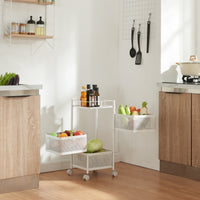 Carrello da Stoccaggio Sunndal in Acciaio con 3 Cestelli Girevoli - Bianco [en.casa]