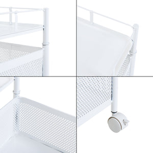 Carrello da Stoccaggio Sunndal in Acciaio con 3 Cestelli Girevoli - Bianco [en.casa]