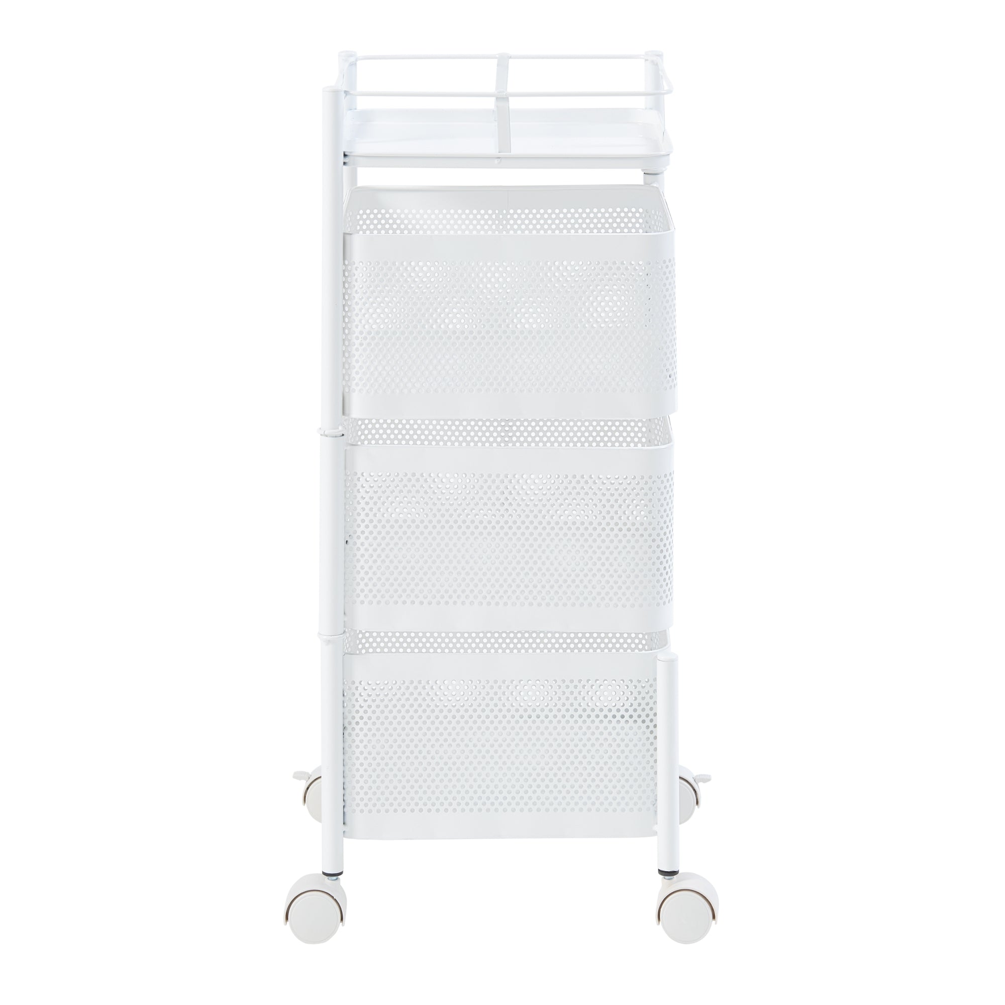 Carrello da Stoccaggio Sunndal in Acciaio con 3 Cestelli Girevoli - Bianco [en.casa]