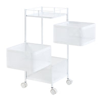 Carrello da Stoccaggio Sunndal in Acciaio con 3 Cestelli Girevoli - Bianco [en.casa]