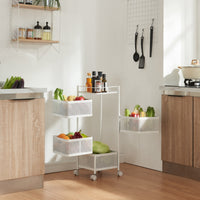 Carrello da Stoccaggio Sunndal in Acciaio con 4 Cestelli Girevoli - Bianco [en.casa]