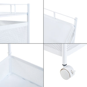 Carrello da Stoccaggio Sunndal in Acciaio con 4 Cestelli Girevoli - Bianco [en.casa]