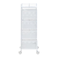 Carrello da Stoccaggio Sunndal in Acciaio con 4 Cestelli Girevoli - Bianco [en.casa]