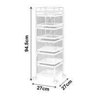 Carrello da Stoccaggio Sunndal in Acciaio con 5 Cestelli Girevoli - Bianco [en.casa]