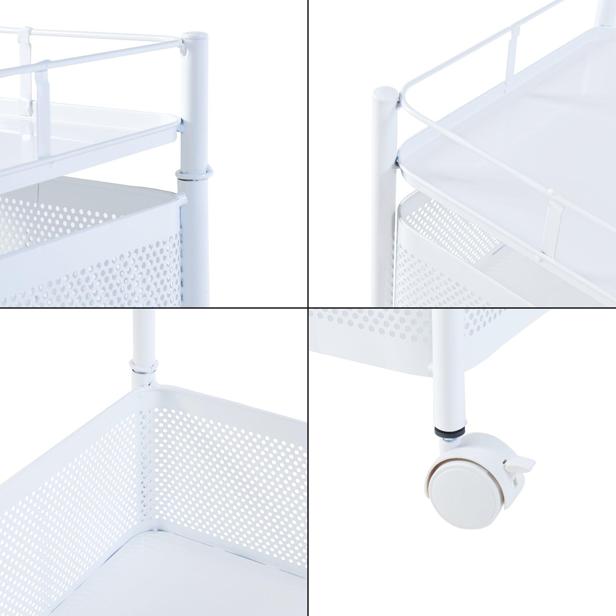 Carrello da Stoccaggio Sunndal in Acciaio con 5 Cestelli Girevoli - Bianco [en.casa]