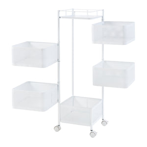 Carrello da Stoccaggio Sunndal in Acciaio con 5 Cestelli Girevoli - Bianco [en.casa]