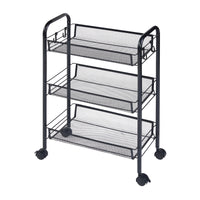 Carrello Portatutto Tromsø in Acciaio con 3 Cestelli e Ganci - Nero [en.casa]