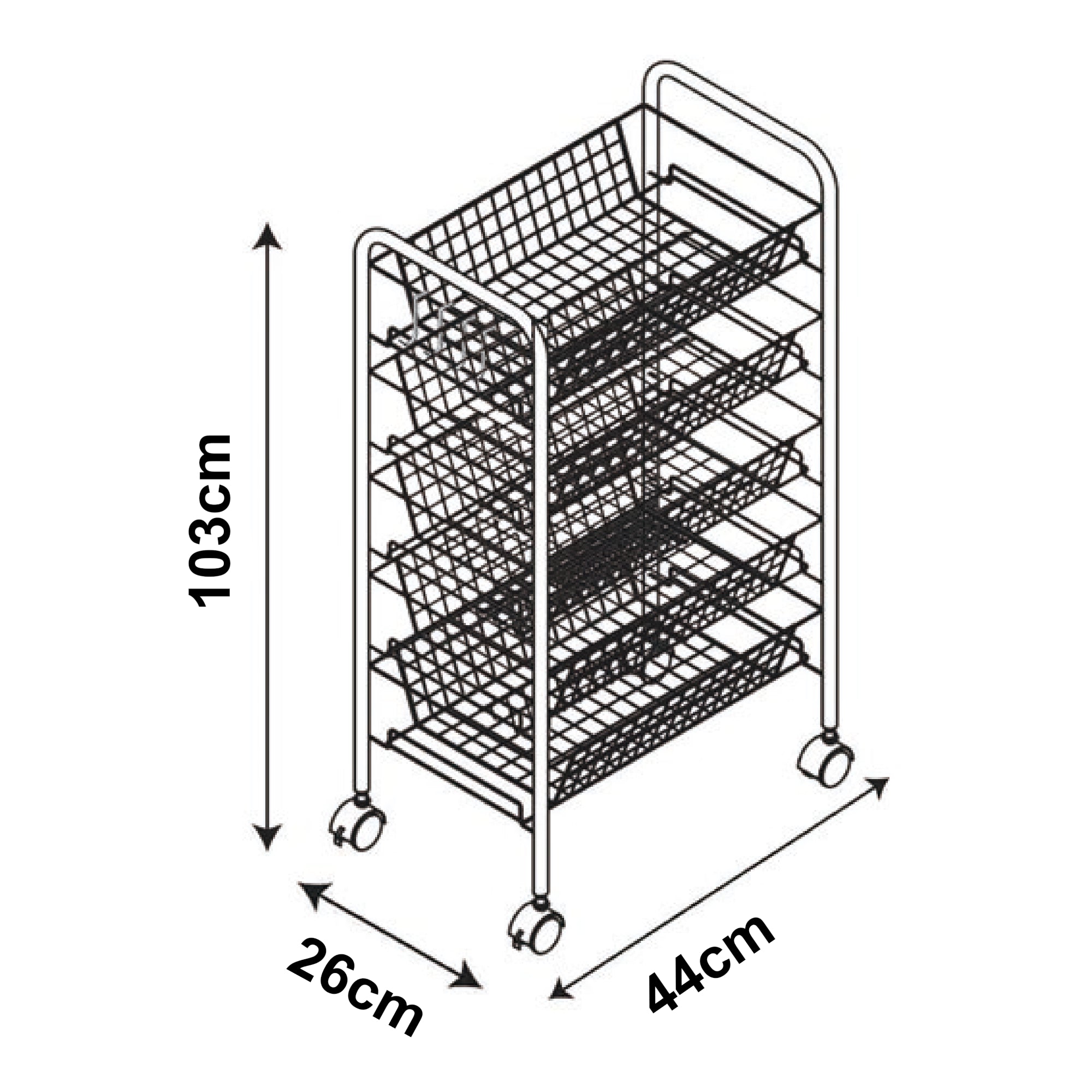 Carrello Portatutto Tromsø in Acciaio con 5 Cestelli e Ganci - Nero [en.casa]