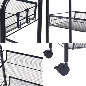 Carrello Portatutto Tromsø in Acciaio con 5 Cestelli e Ganci - Nero [en.casa]