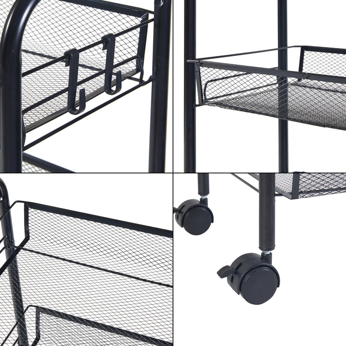 Carrello Portatutto Tromsø in Acciaio con 5 Cestelli e Ganci - Nero [en.casa]