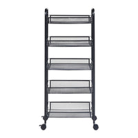 Carrello Portatutto Tromsø in Acciaio con 5 Cestelli e Ganci - Nero [en.casa]