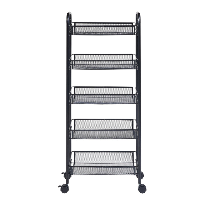 Carrello Portatutto Tromsø in Acciaio con 5 Cestelli e Ganci - Nero [en.casa]