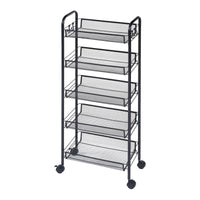 Carrello Portatutto Tromsø in Acciaio con 5 Cestelli e Ganci - Nero [en.casa]