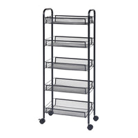 Carrello Portatutto Tromsø in Acciaio con 5 Cestelli e Ganci - Nero [en.casa]