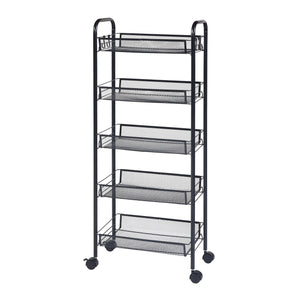 Carrello Portatutto Tromsø in Acciaio con 5 Cestelli e Ganci - Nero [en.casa]