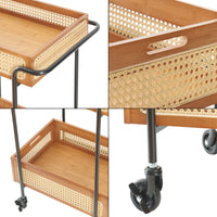 Carrello Portatutto Tervola Portavivande a Rotelle con 2 Cesti Rimovibili - Nero /Naturale [en.casa]