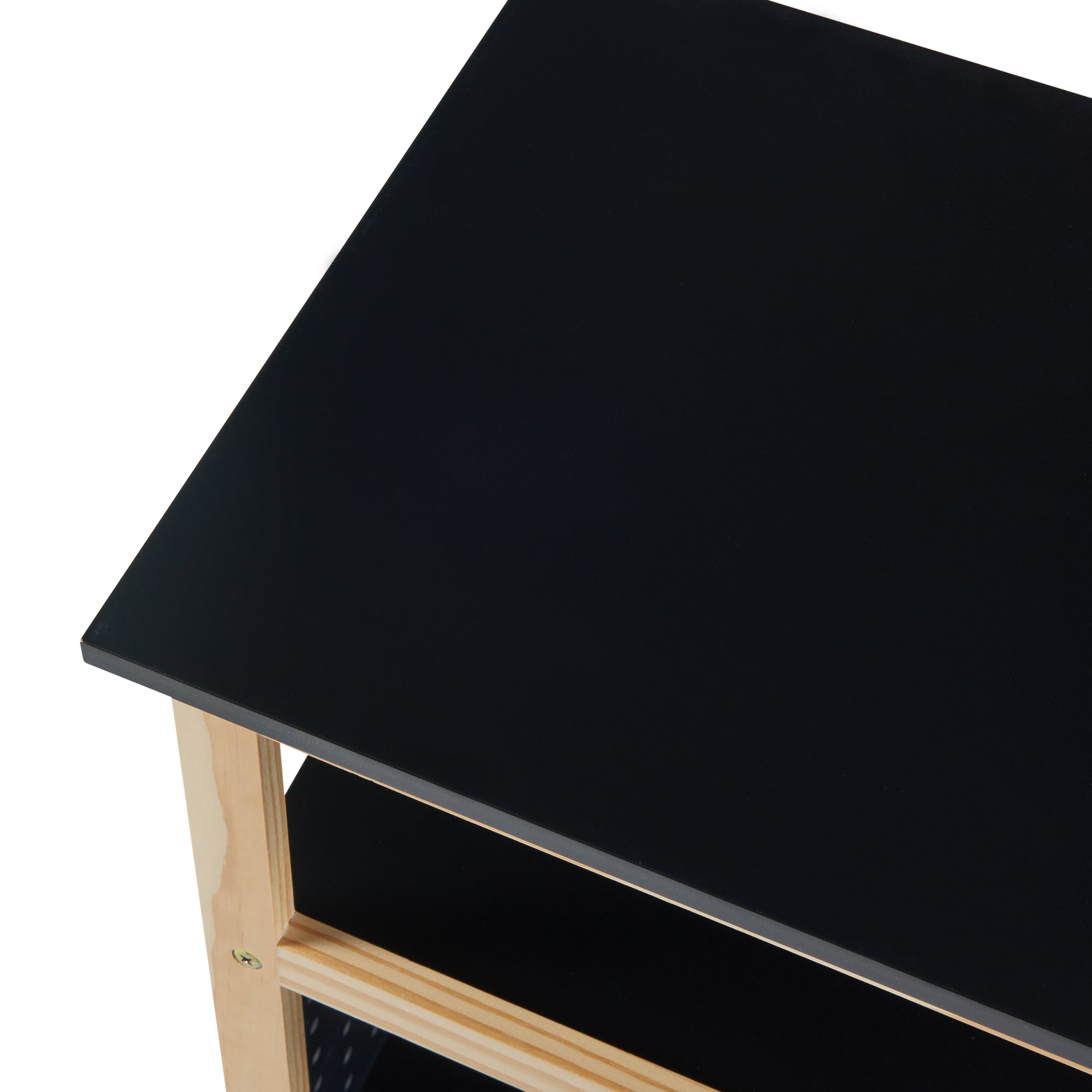 Tavolino Laterale Dønna a Rotelle con 2 Ripiani - Nero / Effetto Legno [en.casa]