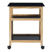 Tavolino Laterale Dønna a Rotelle con 2 Ripiani - Nero / Effetto Legno [en.casa]