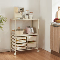 Carrello da Cucina Sørfold Portatutto 100 x 37 x 85 cm Acciaio Bianco [en.casa]