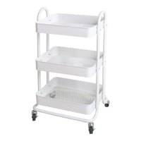Carrello di servizio con ruote 3 cesti acciaio 785 x 46 x 35 cm bianco 03_0006799