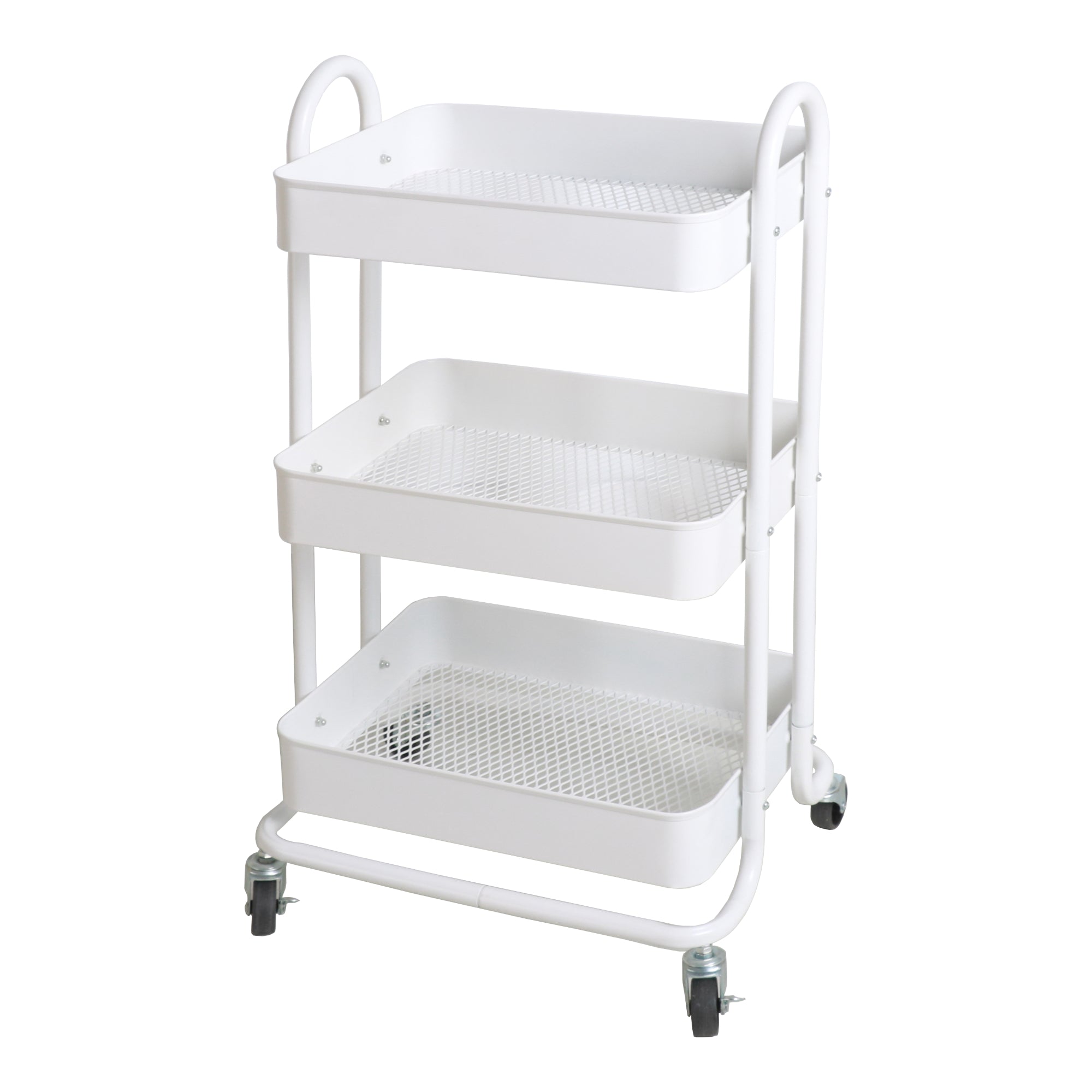 Carrello di servizio con ruote 3 cesti acciaio 785 x 46 x 35 cm bianco 03_0006799