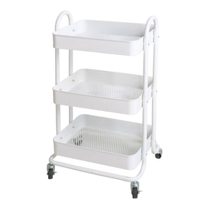 Carrello di servizio con ruote 3 cesti acciaio 785 x 46 x 35 cm bianco 03_0006799