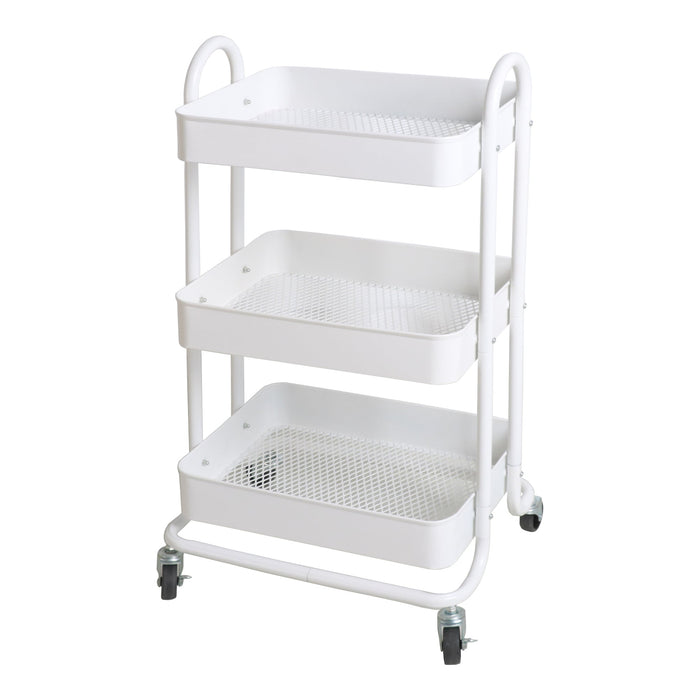 Carrello di servizio con ruote 3 cesti acciaio 785 x 46 x 35 cm bianco 03_0006799