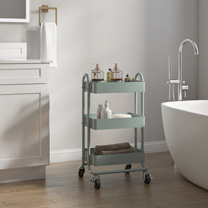 Carrello da Cucina 'Pyhäntä' in Acciaio con 3 Contenitori - Menta Verde [en.casa]