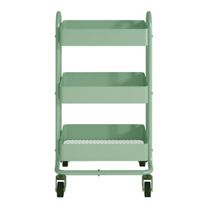 Carrello di servizio su ruote 3 cestelli in acciaio 785 x 46 x 35 cm verde menta 03_0006801
