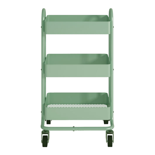 Carrello di servizio su ruote 3 cestelli in acciaio 785 x 46 x 35 cm verde menta 03_0006801