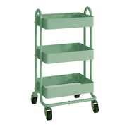 Carrello di servizio su ruote 3 cestelli in acciaio 785 x 46 x 35 cm verde menta 03_0006801