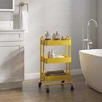 Carrello da Cucina 'Pyhäntä' in Acciaio con 3 Contenitori - Giallo [en.casa]