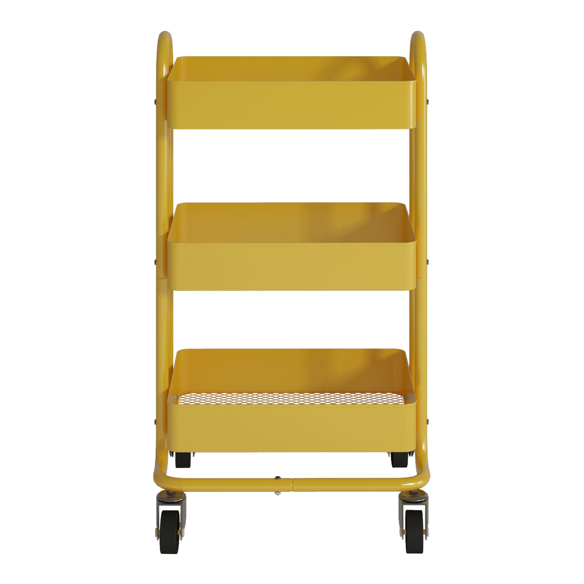 Carrello da Cucina 'Pyhäntä' in Acciaio con 3 Contenitori - Giallo [en.casa]