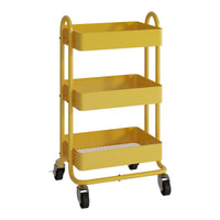 Carrello da Cucina 'Pyhäntä' in Acciaio con 3 Contenitori - Giallo [en.casa]