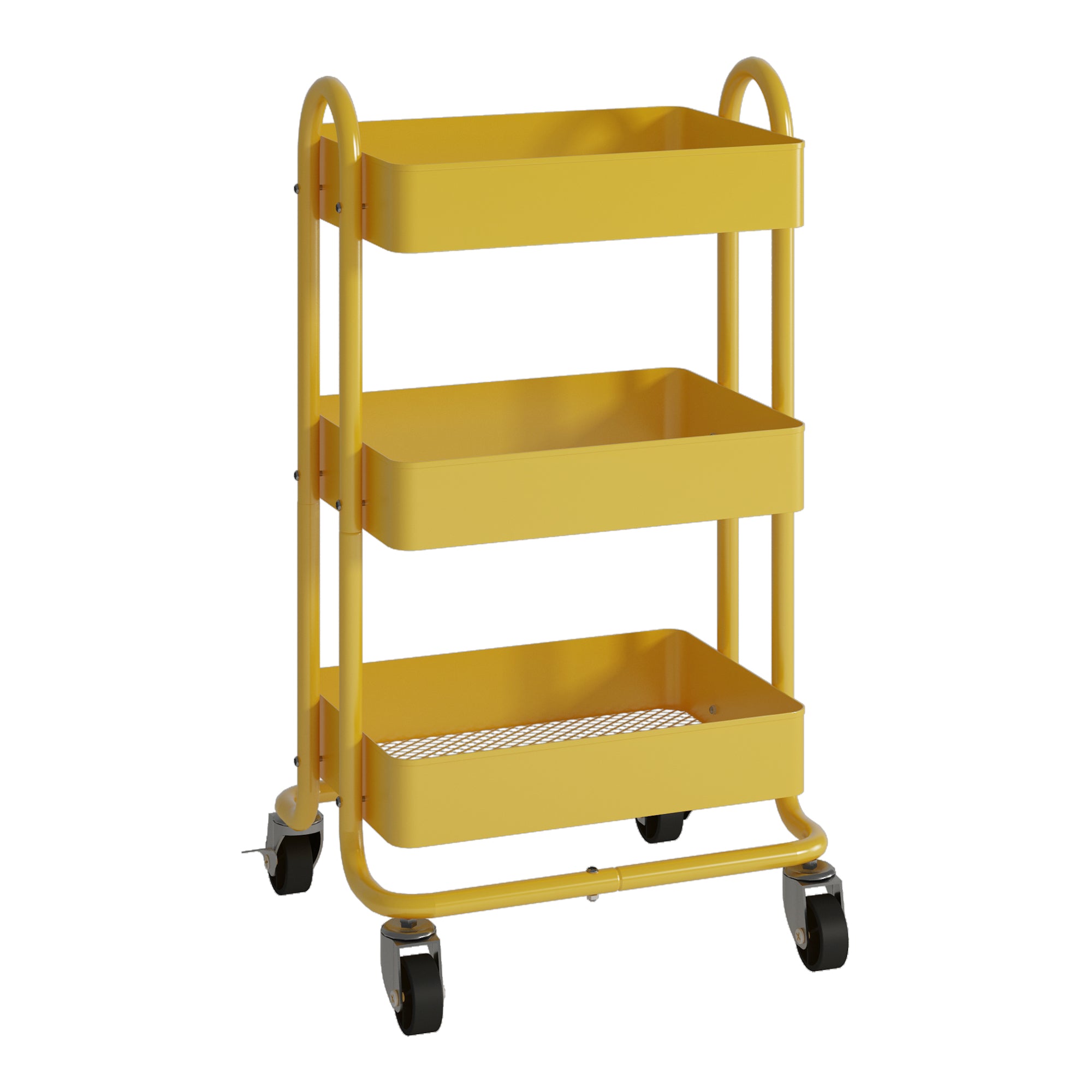 Carrello da Cucina 'Pyhäntä' in Acciaio con 3 Contenitori - Giallo [en.casa]