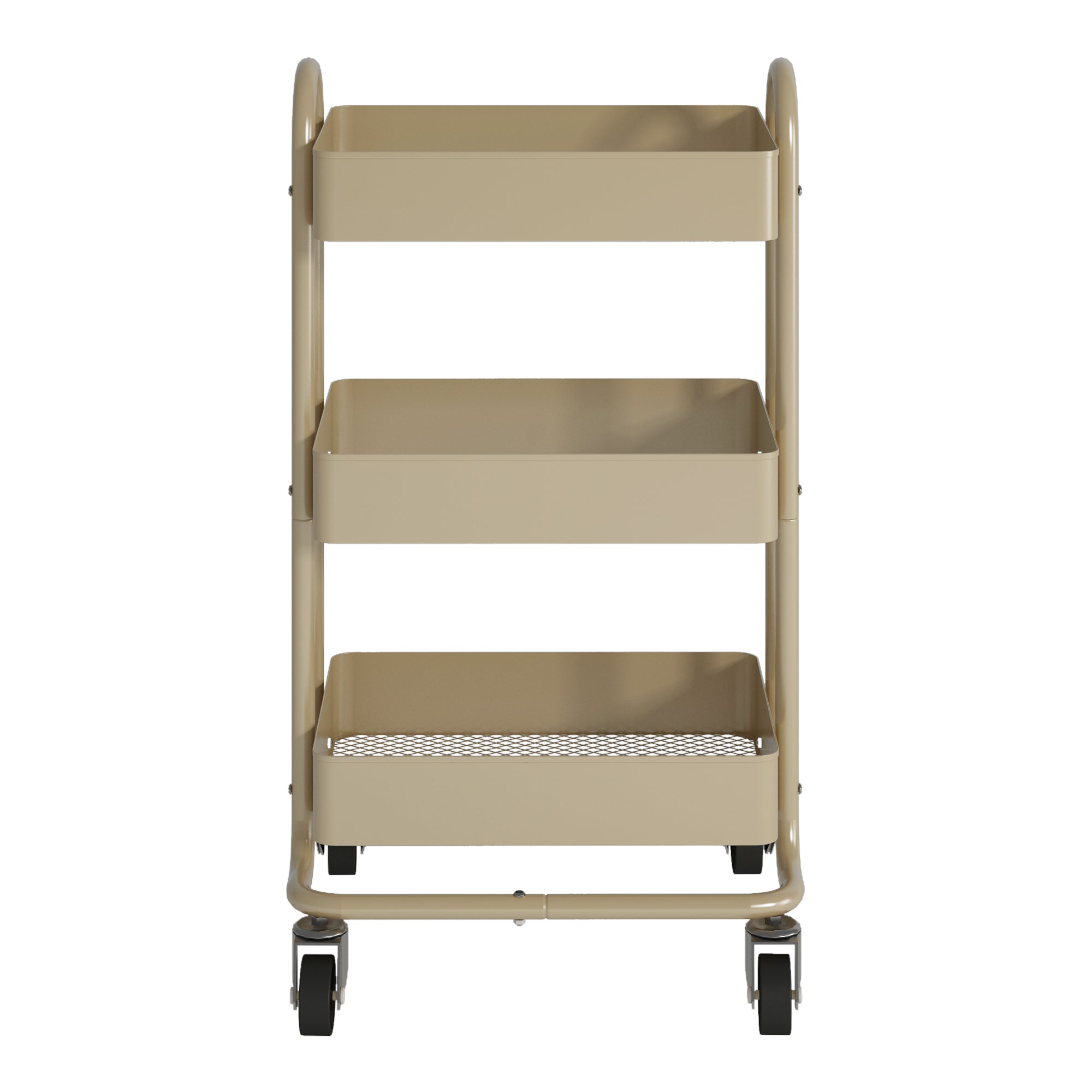 Carrello da Cucina 'Pyhäntä' in Acciaio con 3 Contenitori - color Cammello [en.casa]