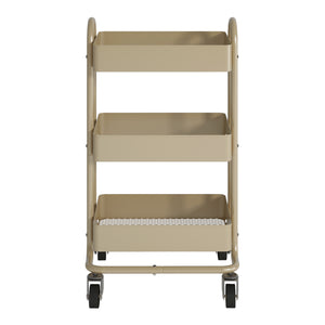 Carrello da Cucina 'Pyhäntä' in Acciaio con 3 Contenitori - color Cammello [en.casa]