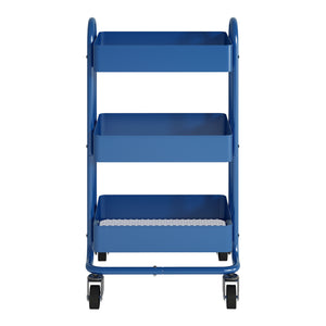 Carrello da Cucina 'Pyhäntä' in Acciaio con 3 Contenitori - Blu [en.casa]