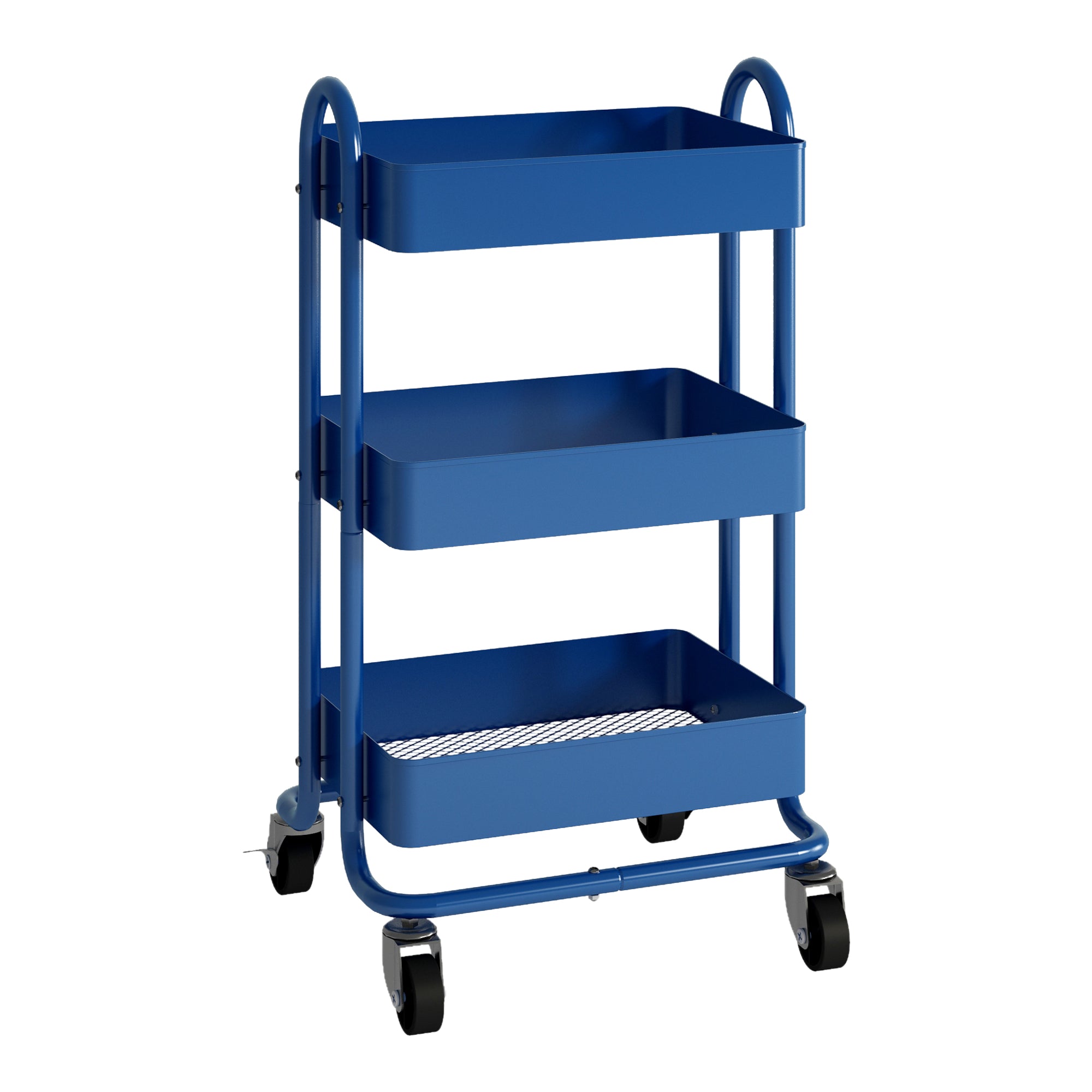 Carrello da Cucina 'Pyhäntä' in Acciaio con 3 Contenitori - Blu [en.casa]